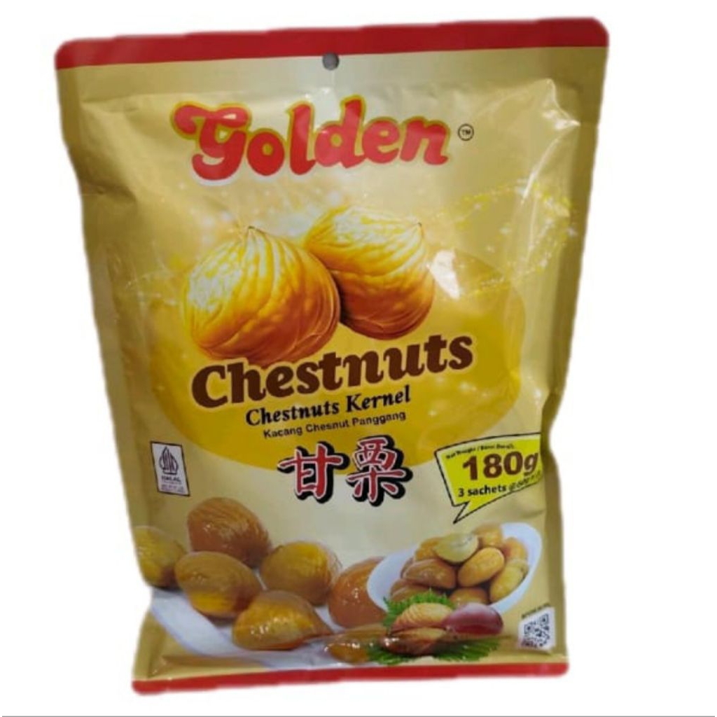 

Golden Chesnuts Kernel Kacang Chesnut Lakci Kupas Panggang 180g