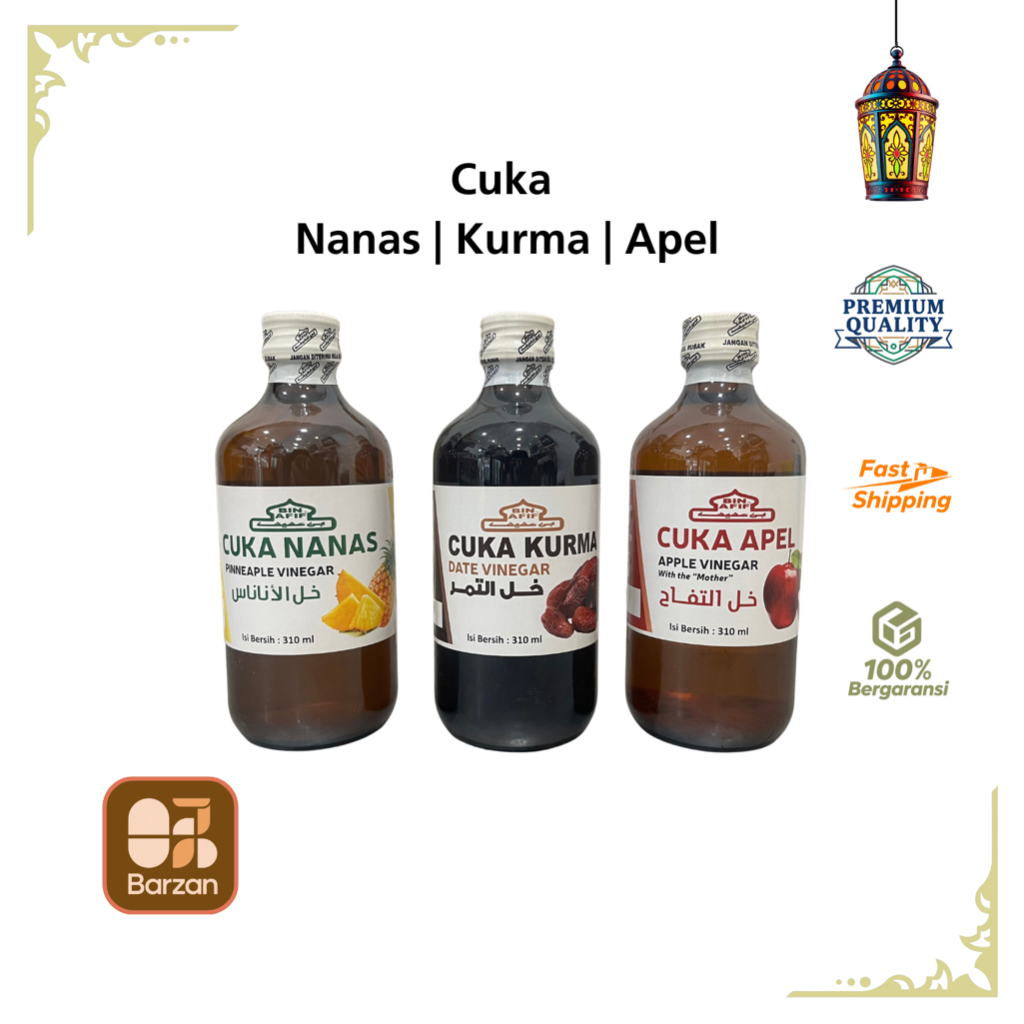 

Bin Afif Cuka Nanas | Cuka Kurma | Cuka Apel – Pineapple Vinegar | Dates Vinegar | Apple Vinegar