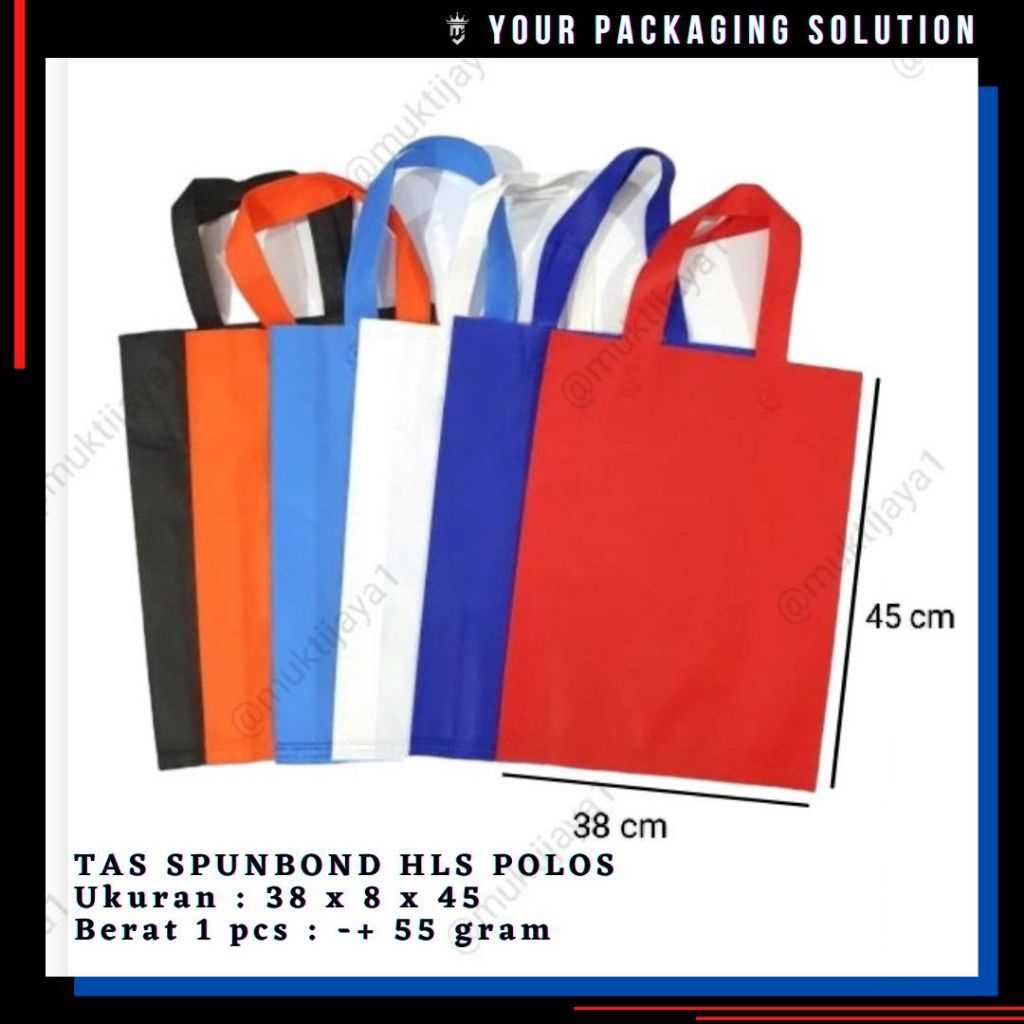 TAS KAIN POLOS 38x45cm HLS   Spunbond / Goodie Bag / Tas Kain / Tas Kado / Tas Berkat / Tas Belanja 