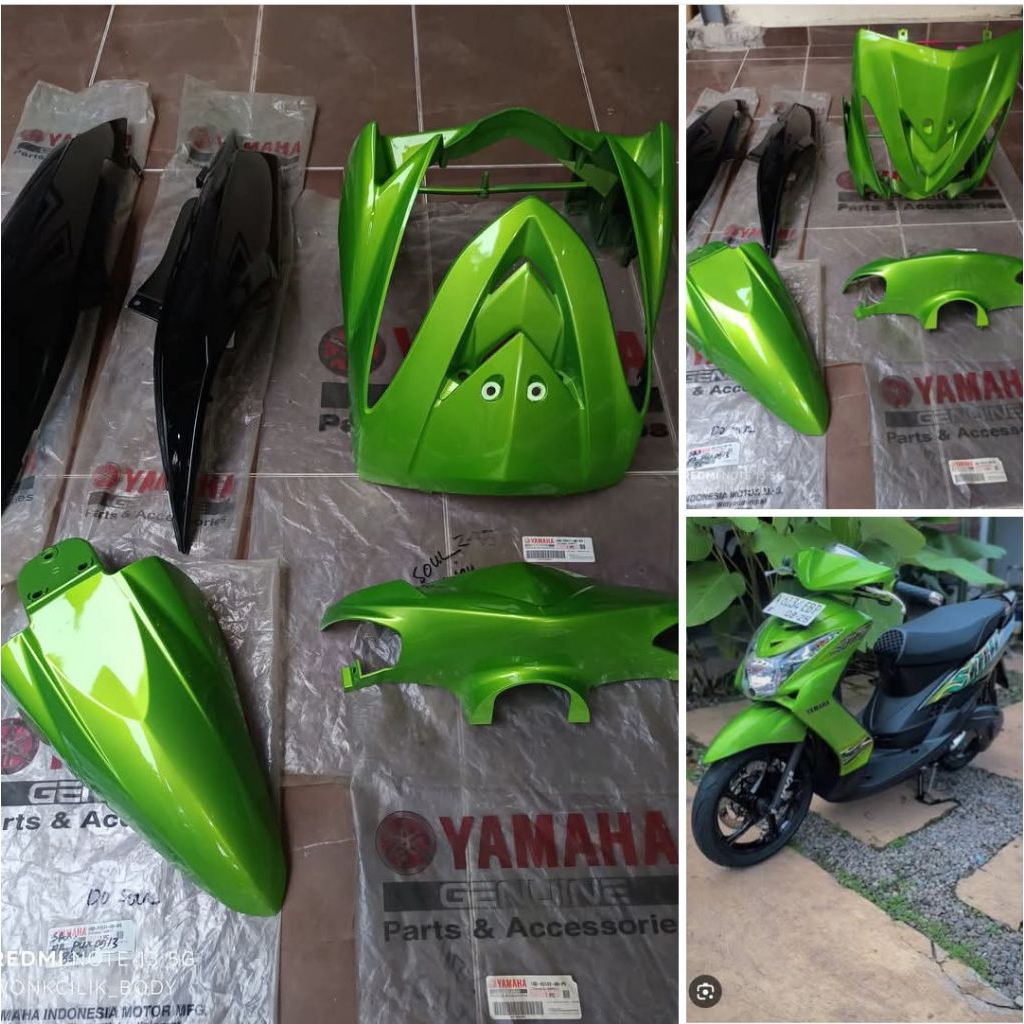 cover body set body yamaha mio soul karbu hijau hitam original yamaha