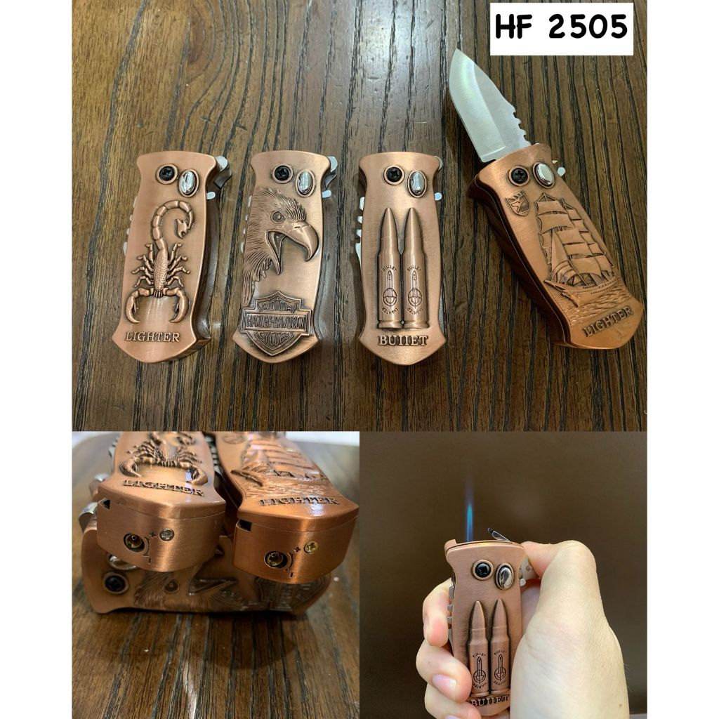 Jual Korek Api Las Gas Plus Pisau Lipat Mini Motif Keren HF-2505