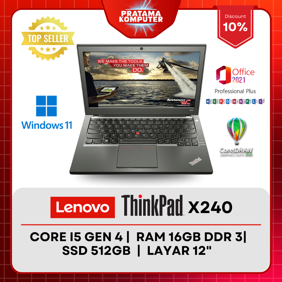 Laptop Lenovo Thinkpad X240 Core i5 Gen 4 RAM 8 GB SSD
