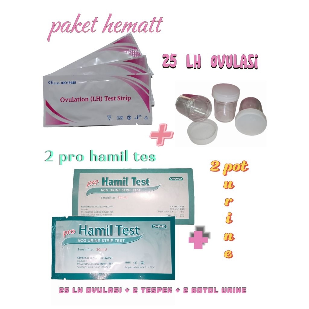 25 LH OVULASI PINK UNGU BAYI UNGU IBU + 2 pro Hamil Test peck + 2 Botol Urine
