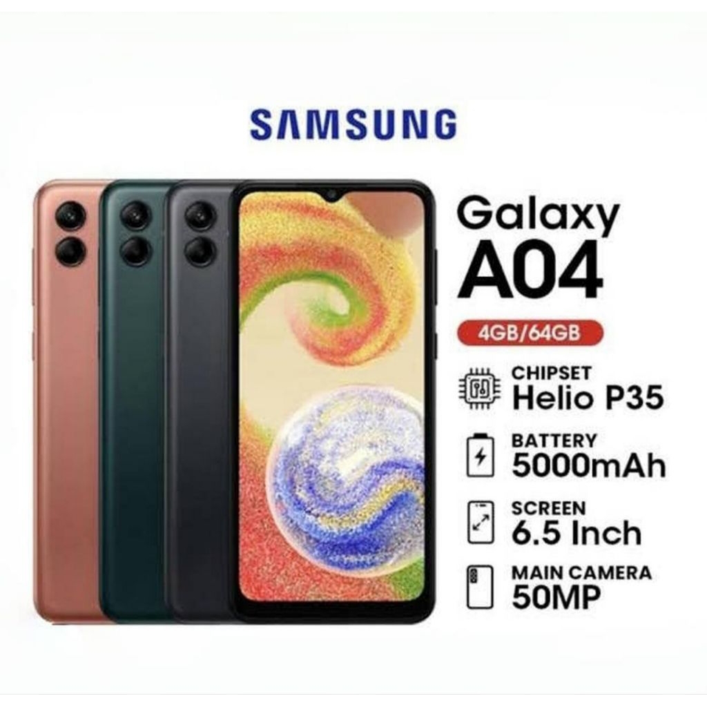 HP SAMSUNG GALAXY A04 4/64 GB - SAMSUNG A 04 RAM 4GB ROM 64GB GARANSI RESMI