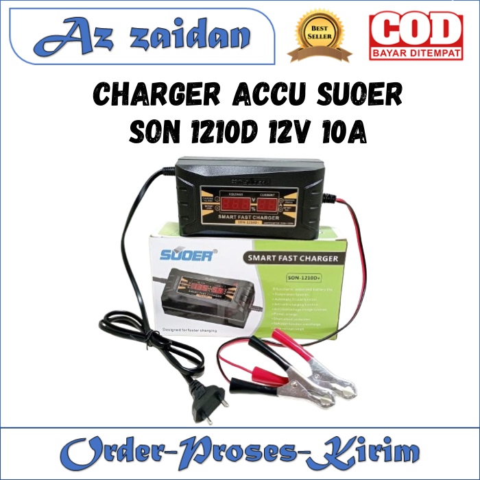 Charger Aki/Accu Suoer SON1210D 12V 10A Smart Fast Charger 20-150Ah Otomatis