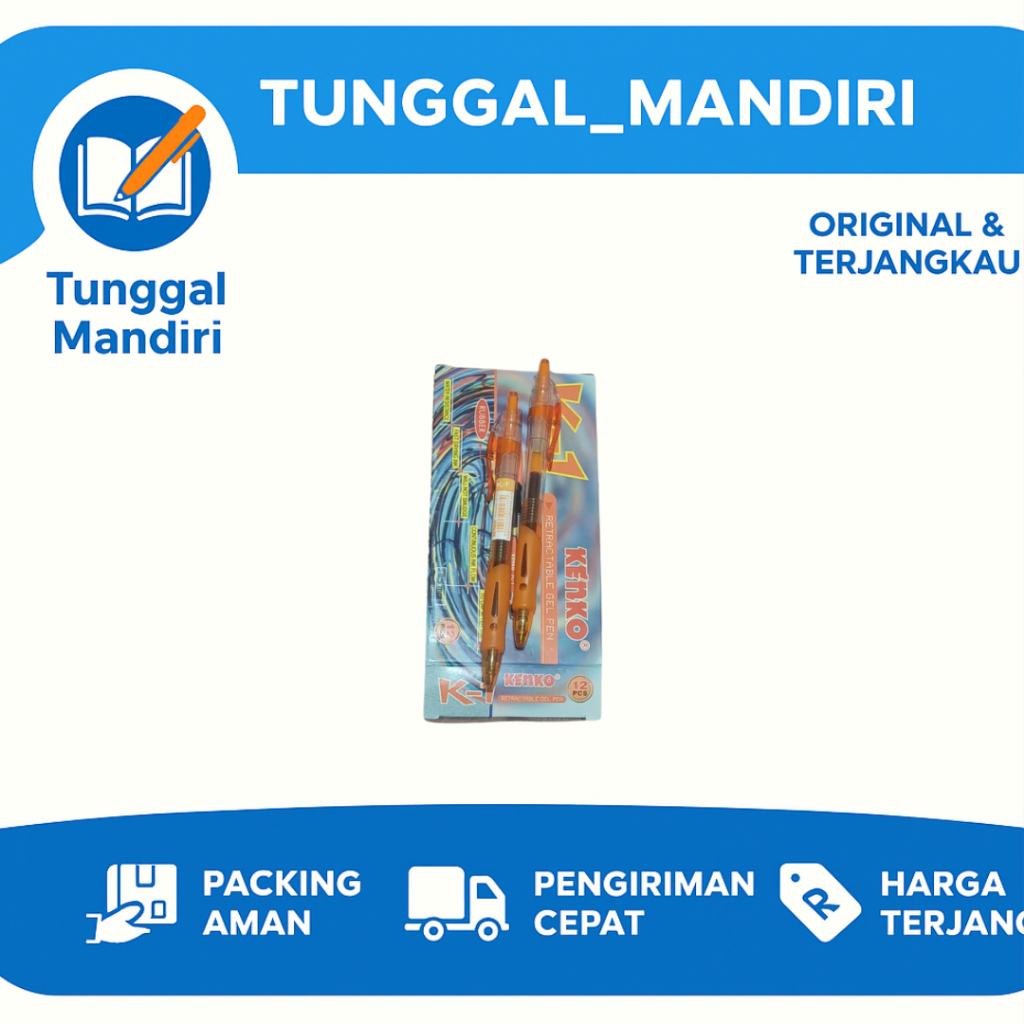 Pen Gel Kenko K1 / Pulpen Cair K-1 Tinta Hitam Biru Merah hijau ungu orange  pink