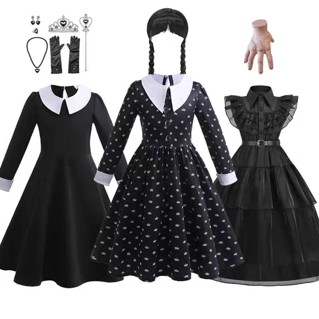 WEDNESDAY ADDAMS KOSTUM ANAK PEREMPUAN 100-160