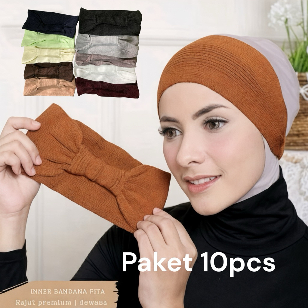 PAKET BANDANA INNER RAJUT PITA (10pcs)