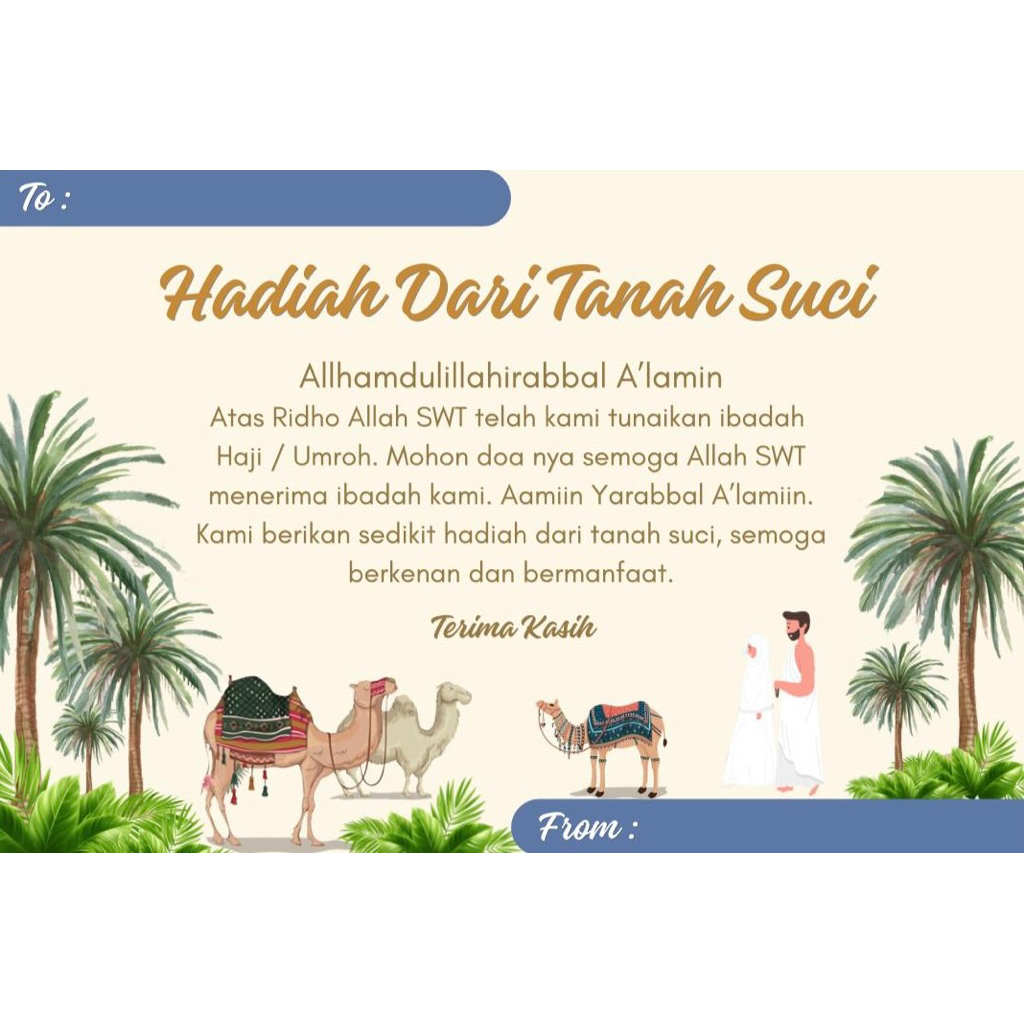 Request Kartu Ucapan Oleh Oleh Haji dan Umroh | Greeting Card