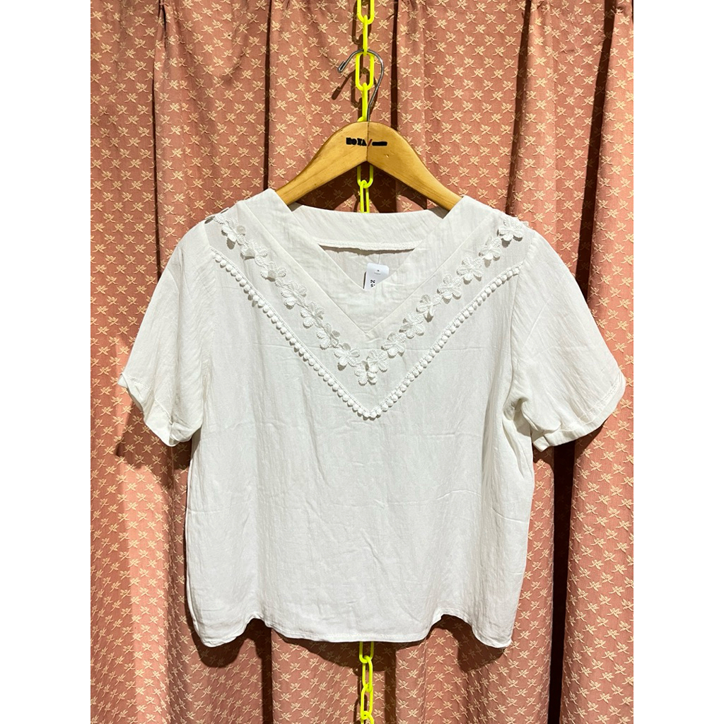 Blouse putih broken white bordir bohe baju atasan wanita murah cantik
