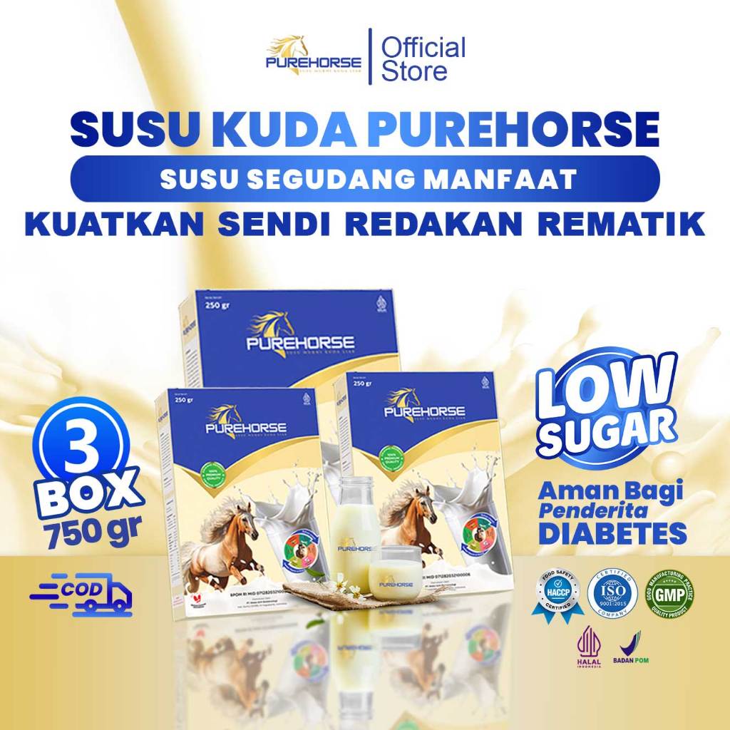 

Purehorse Susu Kuda Liar Murni Asli Lombok Berat 250gr Paket 3 Box
