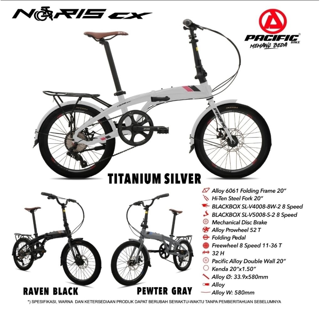 Sepeda Lipat 20 inch Pacific Noris CX Alloy Boncengan Murah
