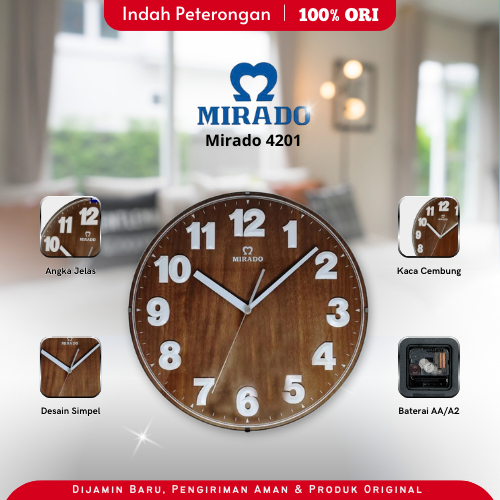 JAM DINDING MIRADO 4201/JAM DINDING ANGKA TIMBUL/MIRADO ORIGINAL/JAM DINDING KACA CEMBUNG
