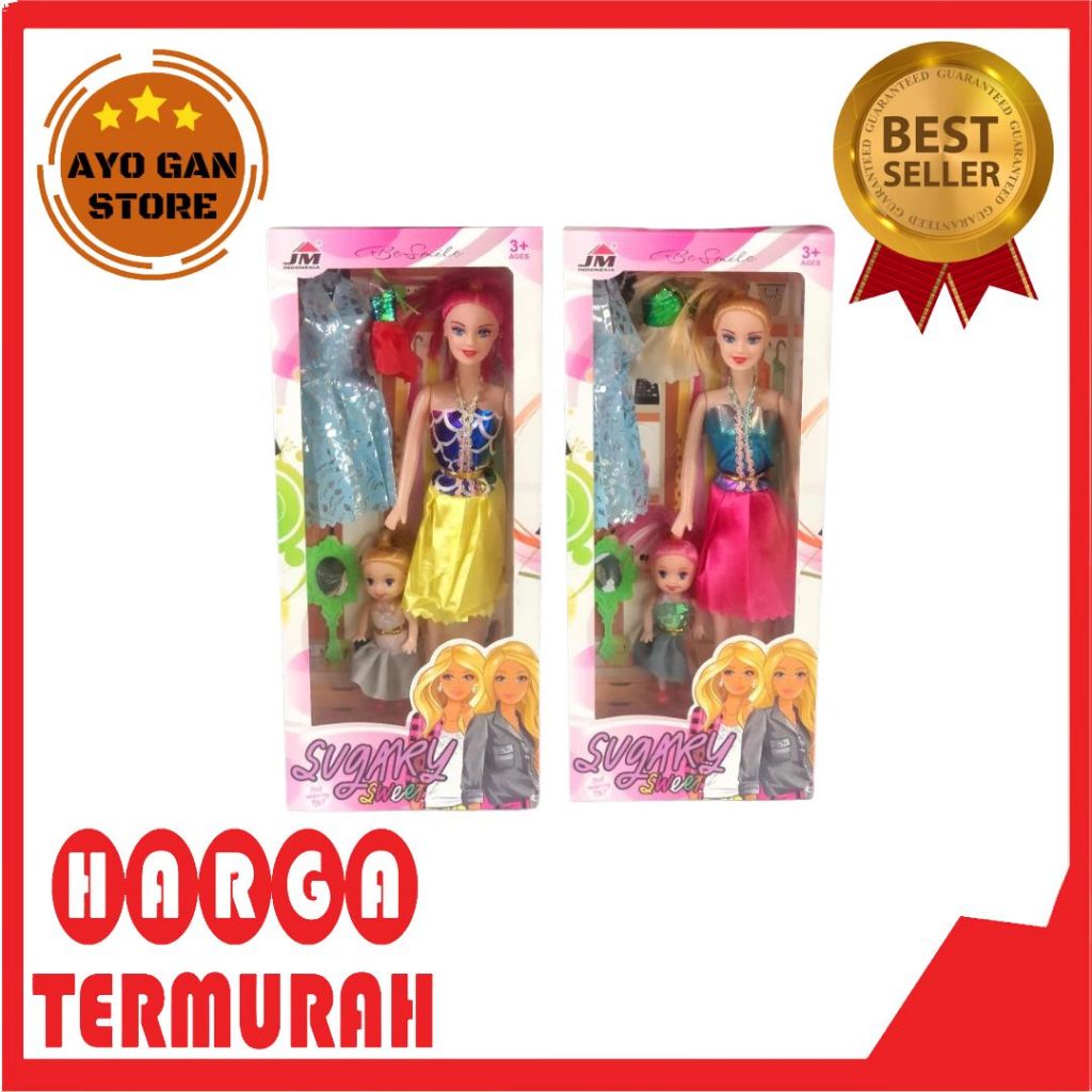 Mainan Barbie + Bayi Boneka Barbie Cantik Set Barbie Doll With Baby