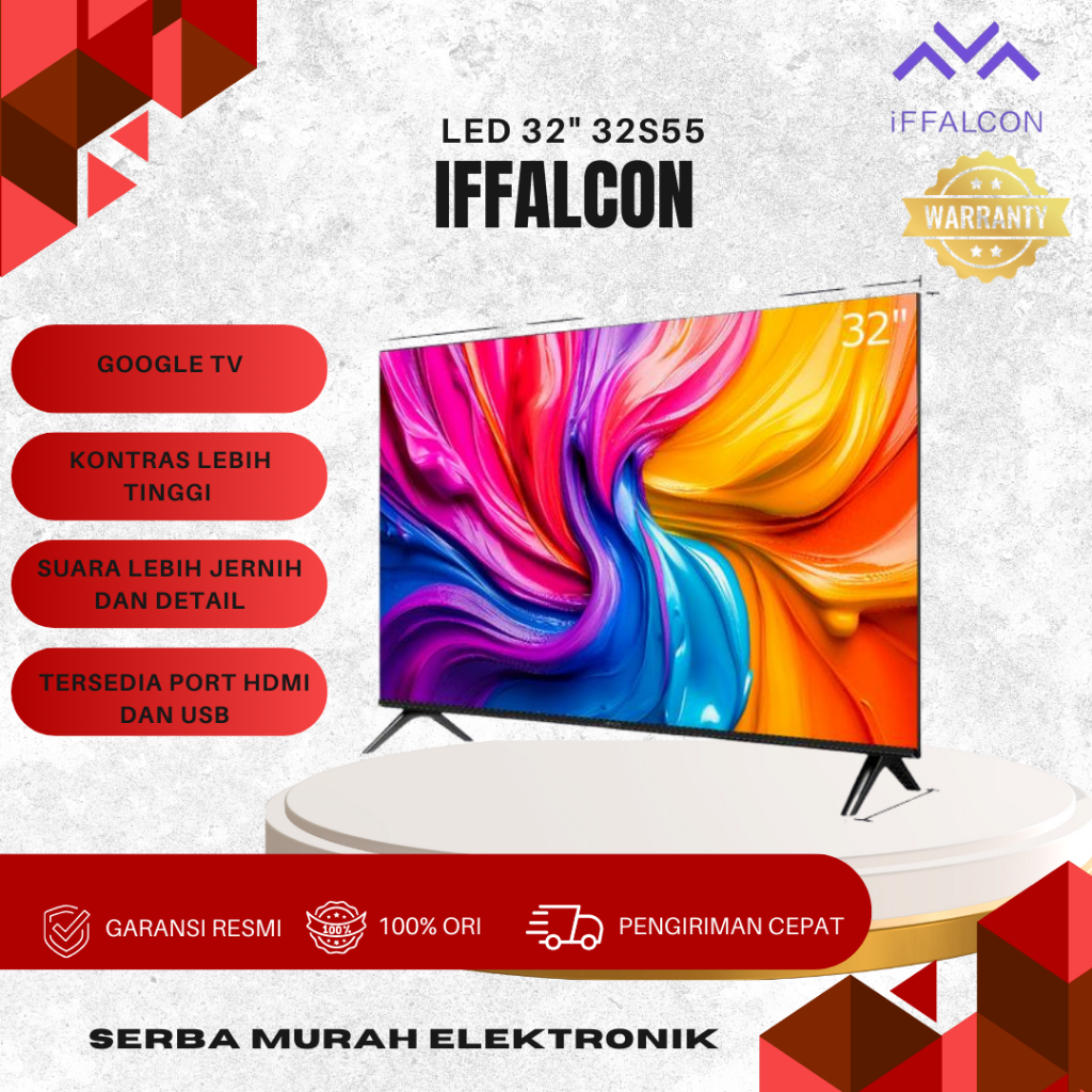 iFFALCON 32 inch S55 / 32S55 Series Google TV (Android 14) Smart Digital - HD - HDR 10 - Dolby Audio