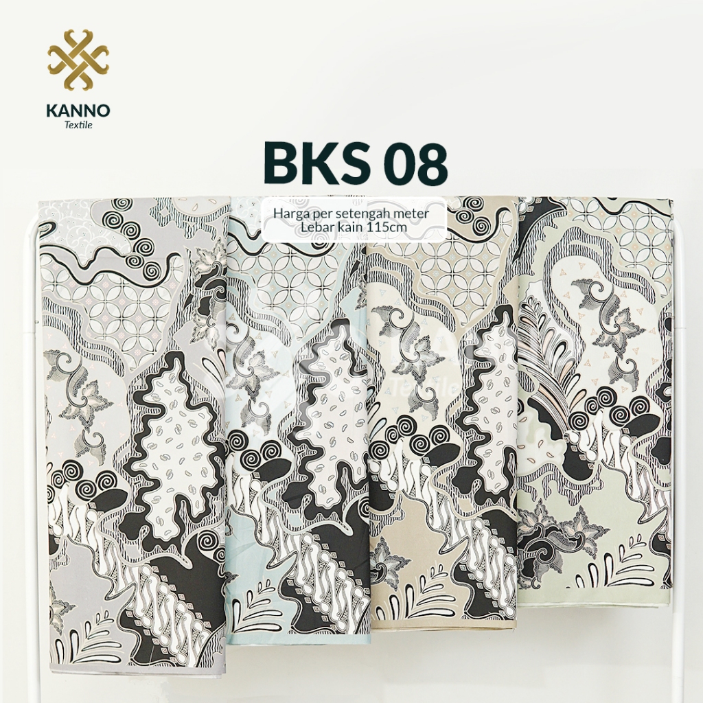 KAIN BATIK SINTETIS BKS08 MOTIF BUNGA ABSTRAK WARNA SAGE, ABU LILAC, HIJAU, BEIGE