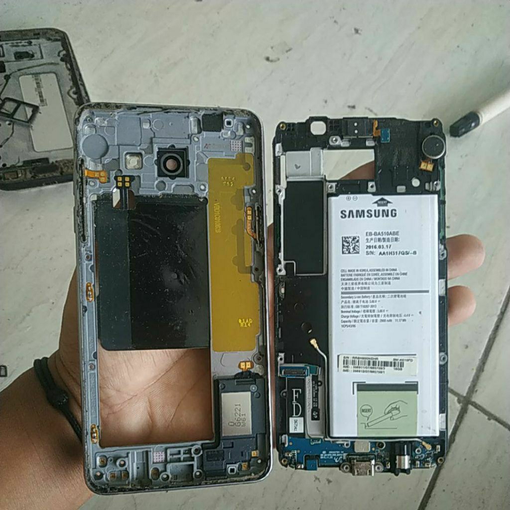frame set baterai plus bazzel bekas Samsung a5 2016