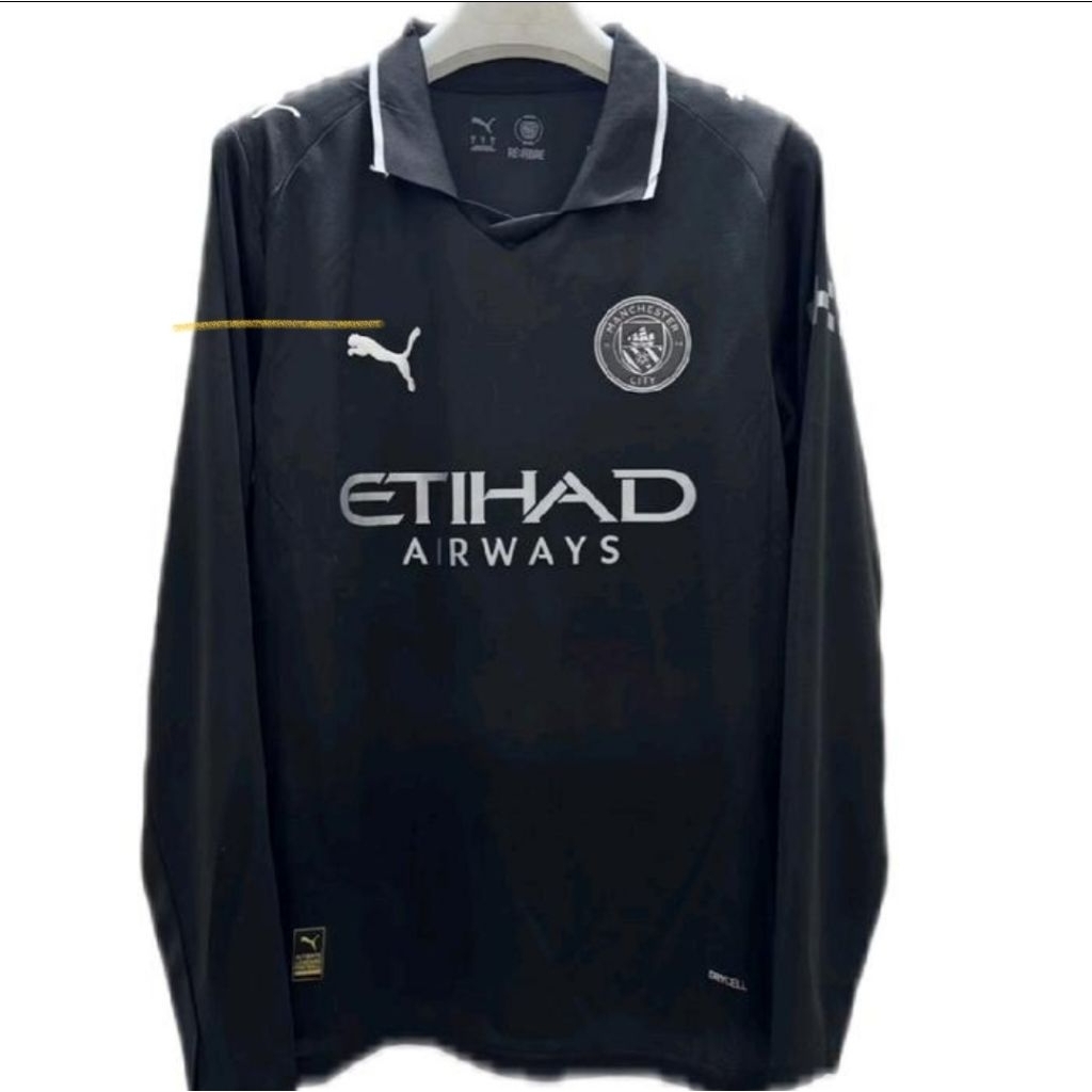 Jersey Kaos Baju Sepak Bola Man Mancester Manchester City Citi Home Away 3rd Third Hitam Black Longs