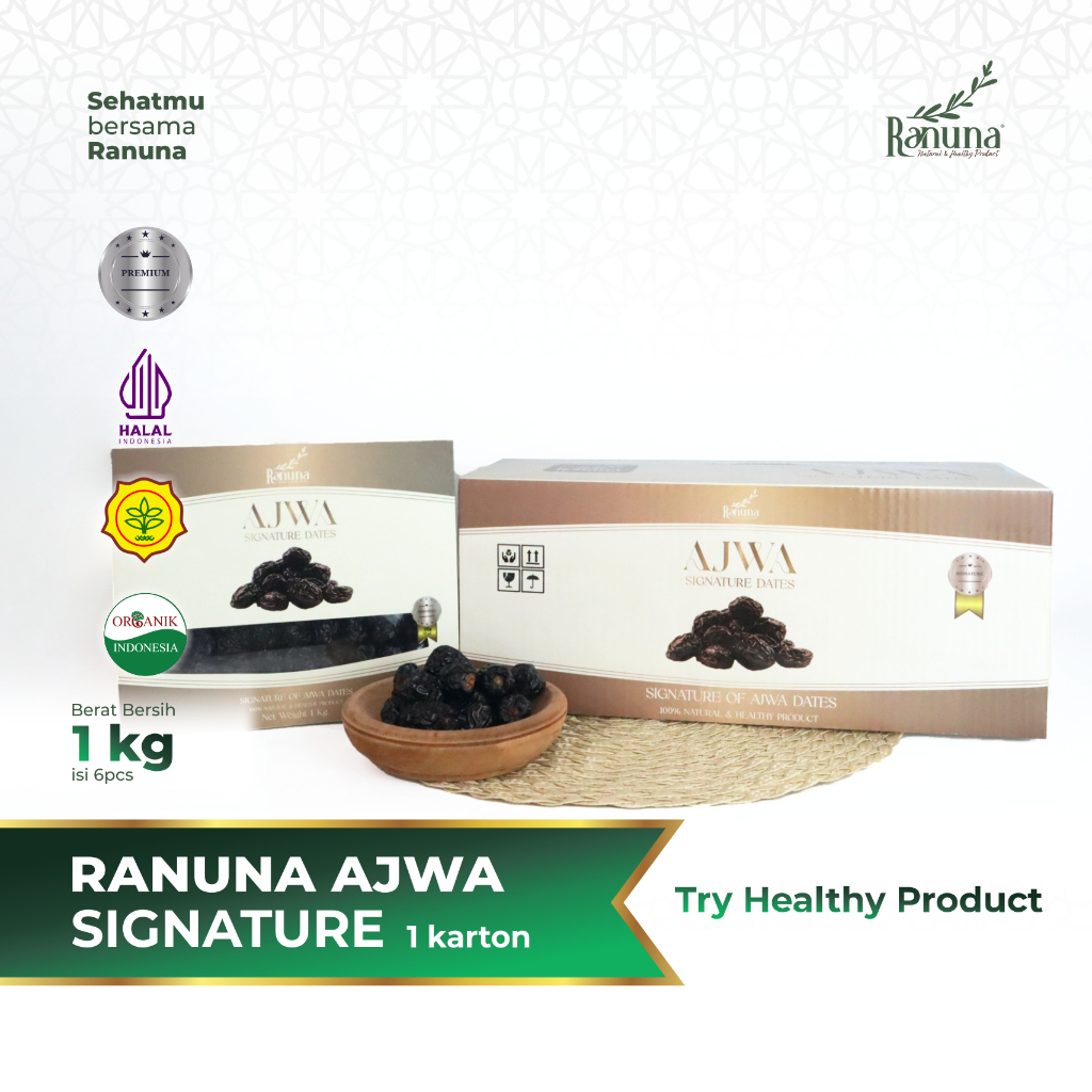 

Ranuna - Kurma Ajwa Signature 1 Kg Karton 6 Pcs Organic Best Of Best Product High Quality Ajwa