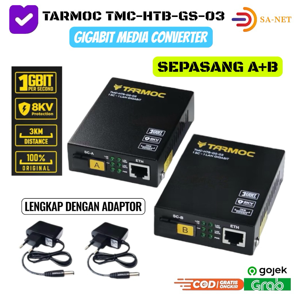 TARMOC TMC-HTB-GS-03 1FO 1Lan 10/100/1000 MEDIA CONVERTER GIGABIT - TARMOC HTB GS 03 AB Bukan Netlin