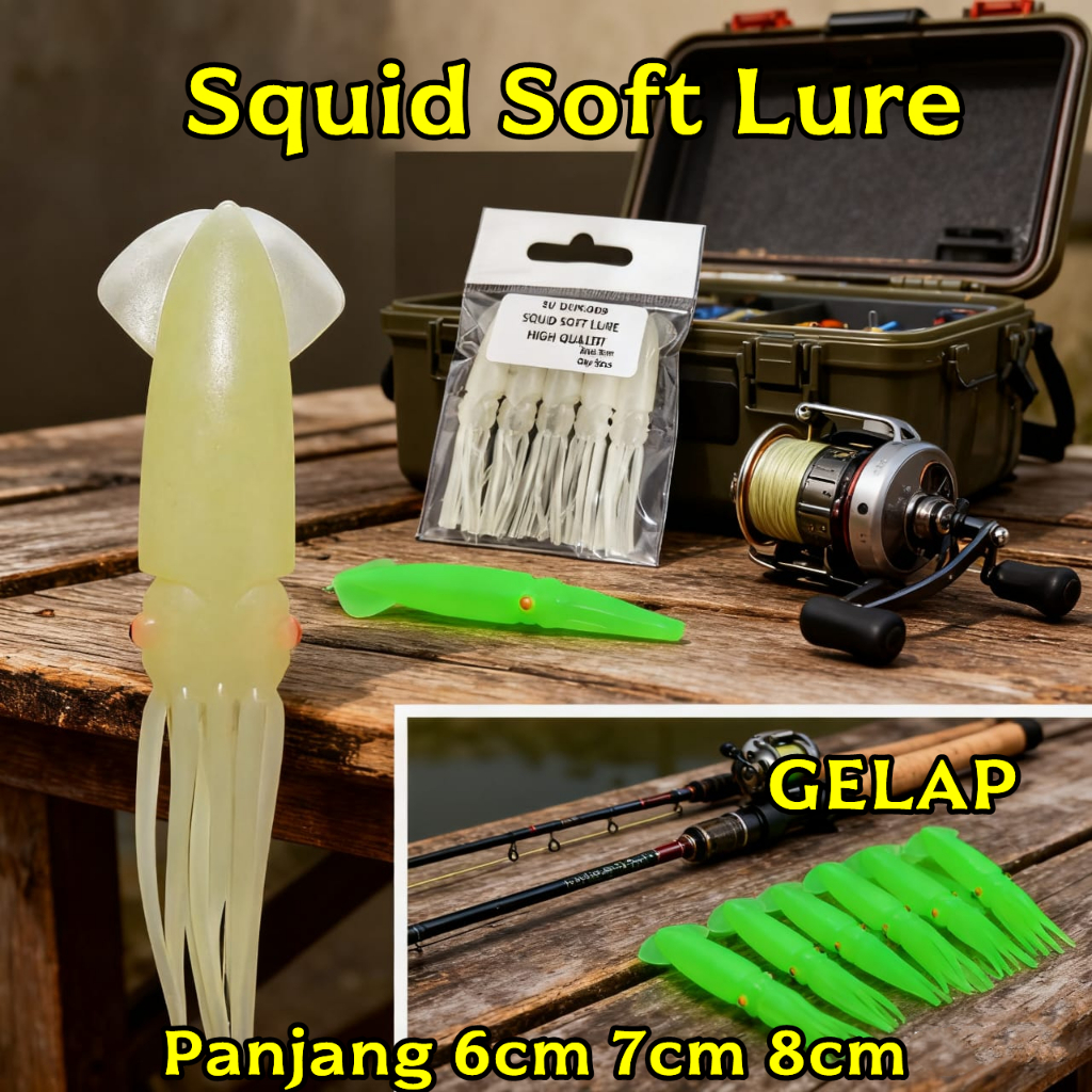 Squid Soft Lure 6cm,7cm,8 cm / Bait - Cumi Karet - Umpan Layur/umpan cumi