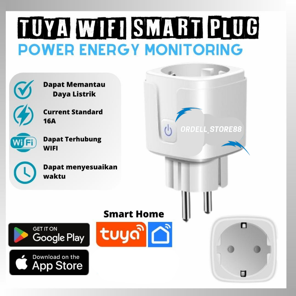 Tuya Wifi Smart Plug | Colokan Pintar Kaki 2 |  Colokan Stop Kontak Wifi Pintar | Stopkontak Wireles