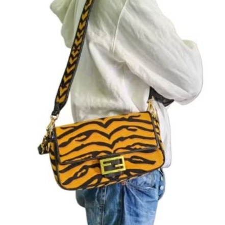 Fendi Baguette bag Tiger Embroidered 2wayshoulder bag Canvas