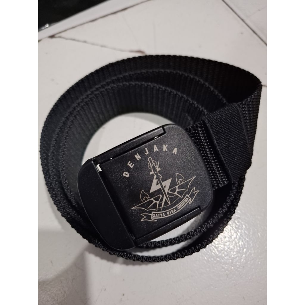 Sabuk Gesper Logo Denjaka Laser warna hitam