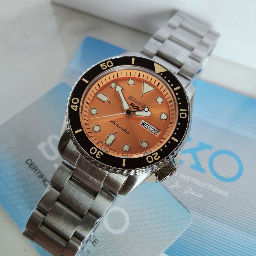 Seiko 5 Skx Oranye Dial, Jam Tangan Pria Automatic Original