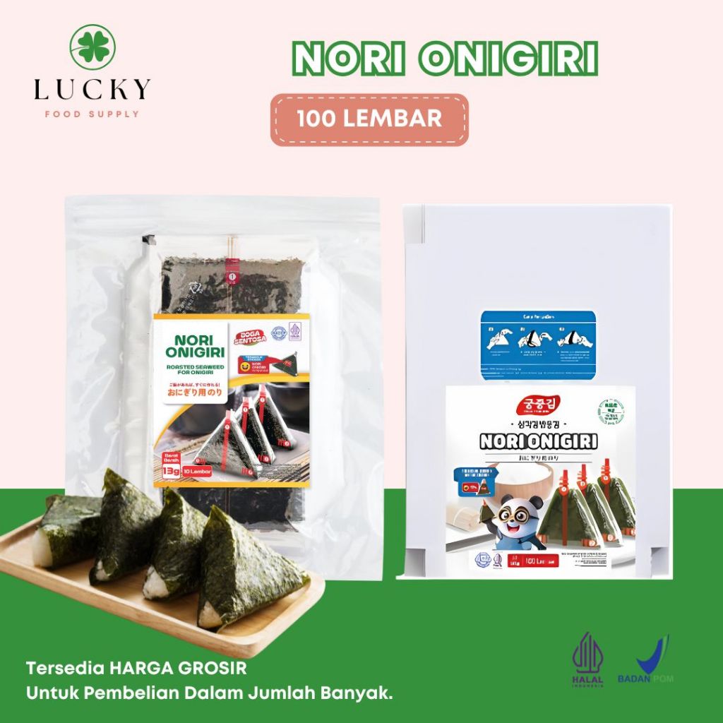 

NORI ONIGIRI 100 Lembar | Nori Wrapper Khusus Bungkus Nori Triangle / Sushi Nori / Kimbab Korea