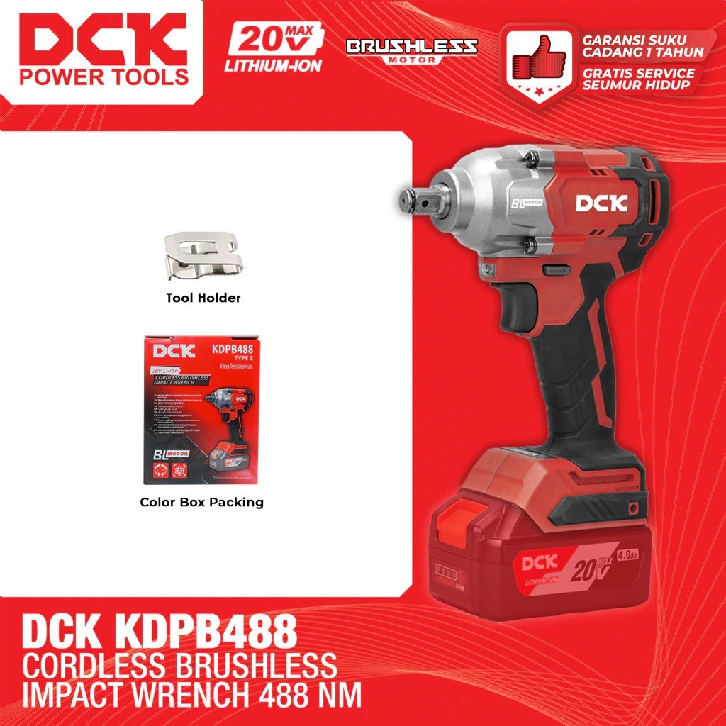 DCK KDPB488 Cordless Brushless Impact Wrench 488Nm