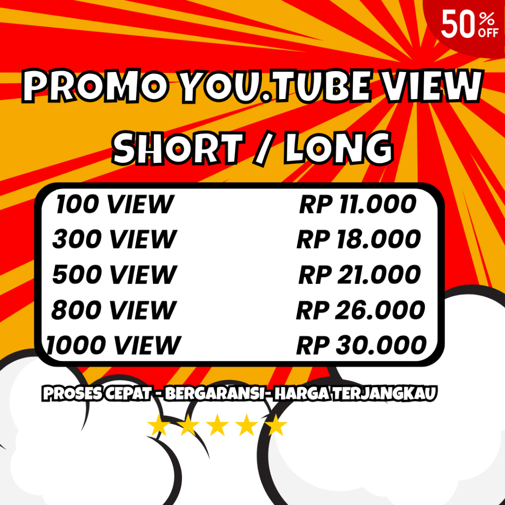 Promo View Youtube Proses Cepat Non Drop Bergaransi