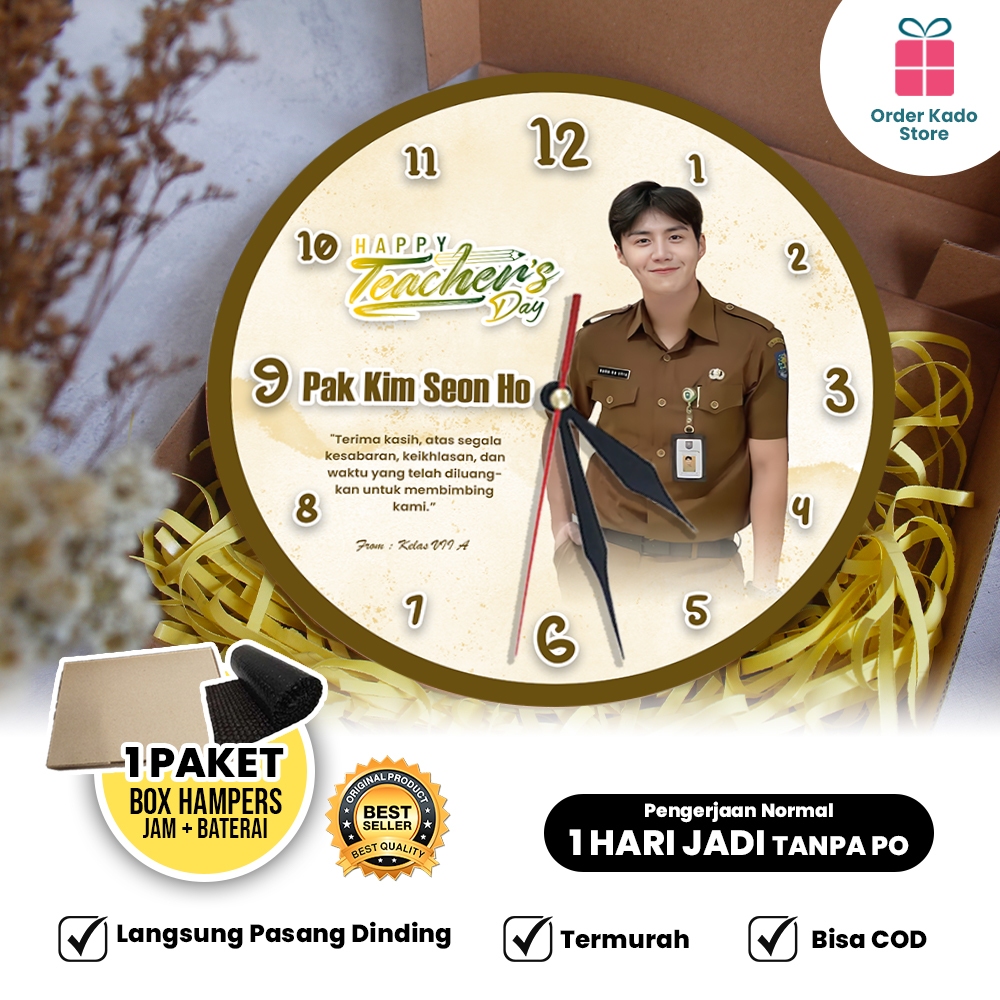 Hari Guru – Kado Hadiah Jam Dinding Custom Untuk Kenang-Kenangan Guru Perempuan Laki-Laki Teacher Da