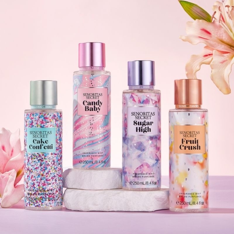 Parfum Wanita Body Mist 250ml Sugar High Cake Confetti Fruit Crush Candy Baby Bare Vanilla  / GEAMOO