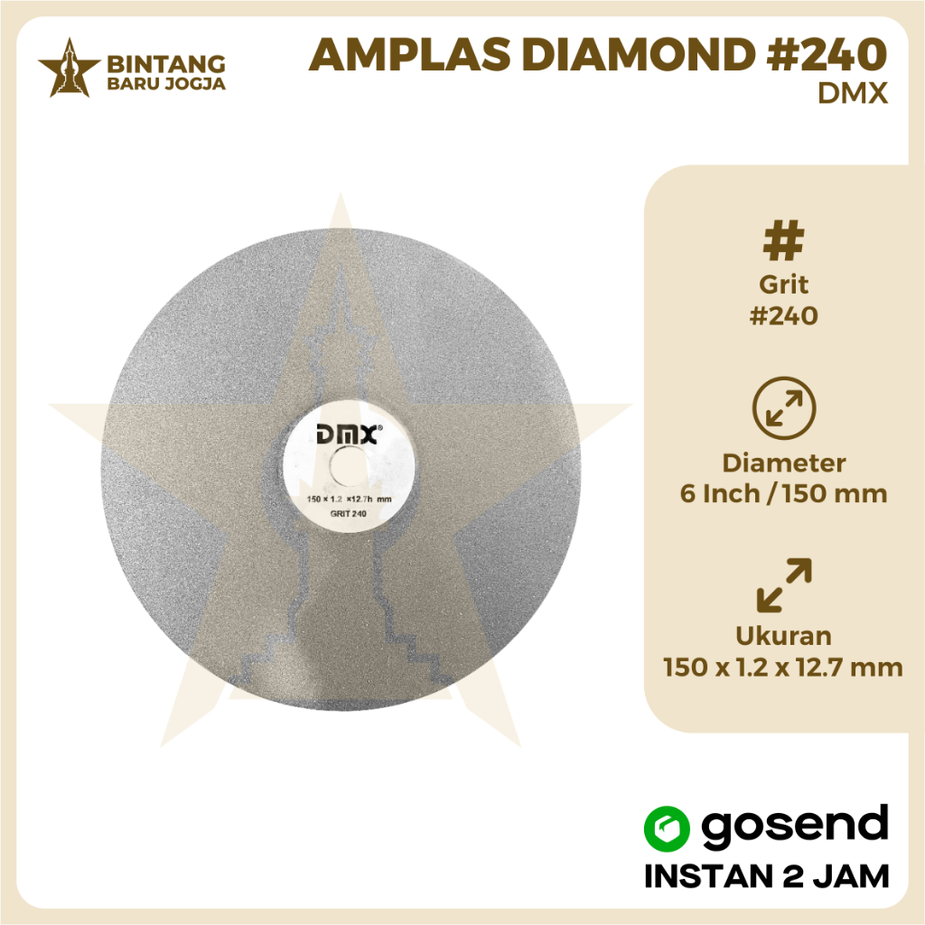 DMX Amplas Diamond  Grit 240 Mata Gerinda Amplas 6 inch 150 X 1.05 X 12.7 mm