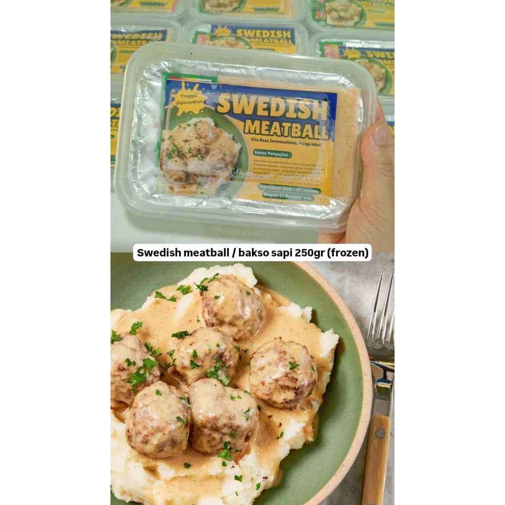 

Swedish meatball ala2 ik*a with mashed potato / bakso sapi 250g frozen
