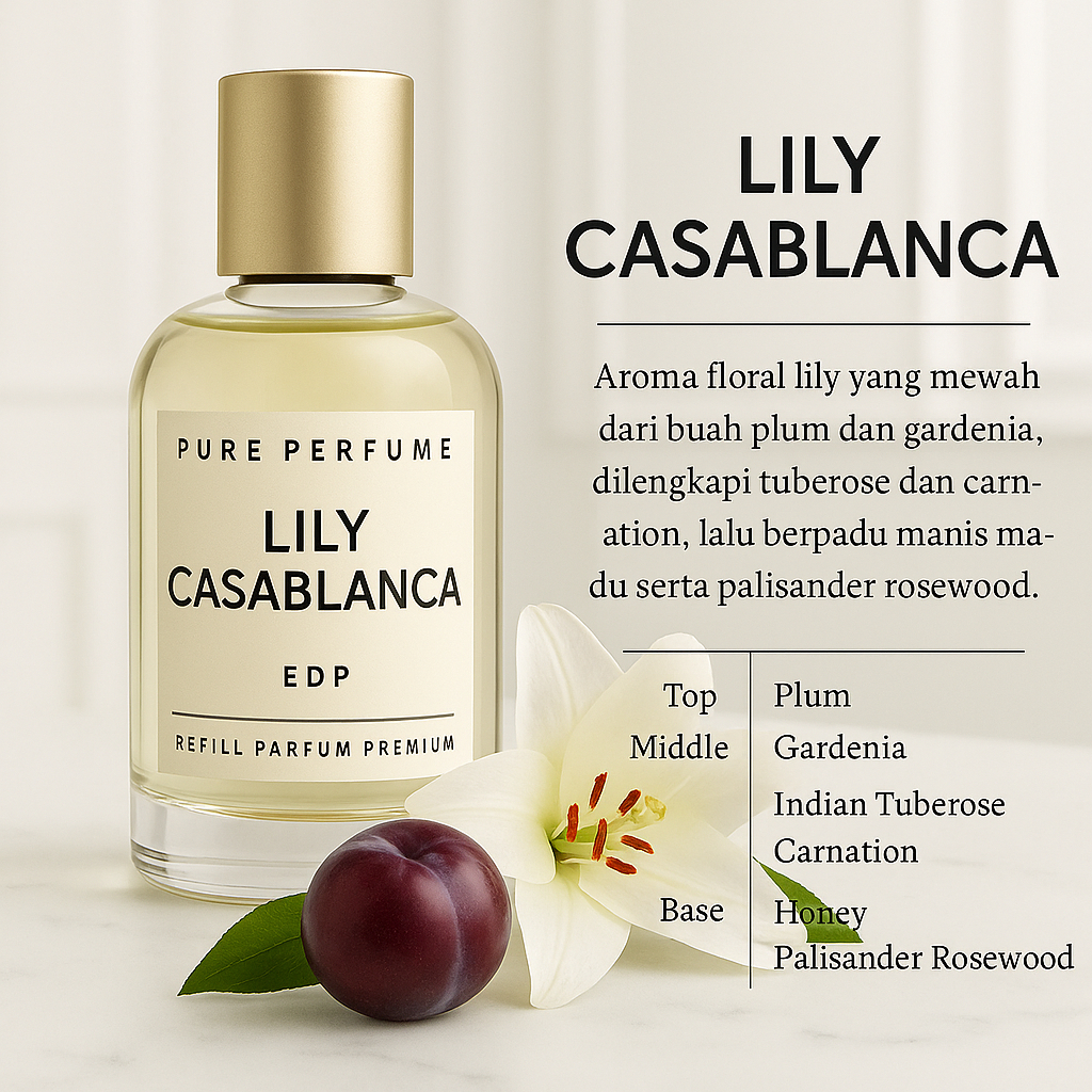 LILY CASABLANCA BY PURE PERFUME | REFILL PARFUM PREMIUM UNISEX TAHAN LAMA