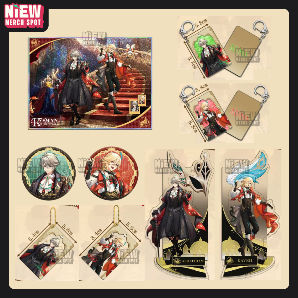 Genshin Impact Alhaitham Kaveh Haikaveh Standee Akrilik Shikishi Gantungan Kunci Quicksand Glitter H