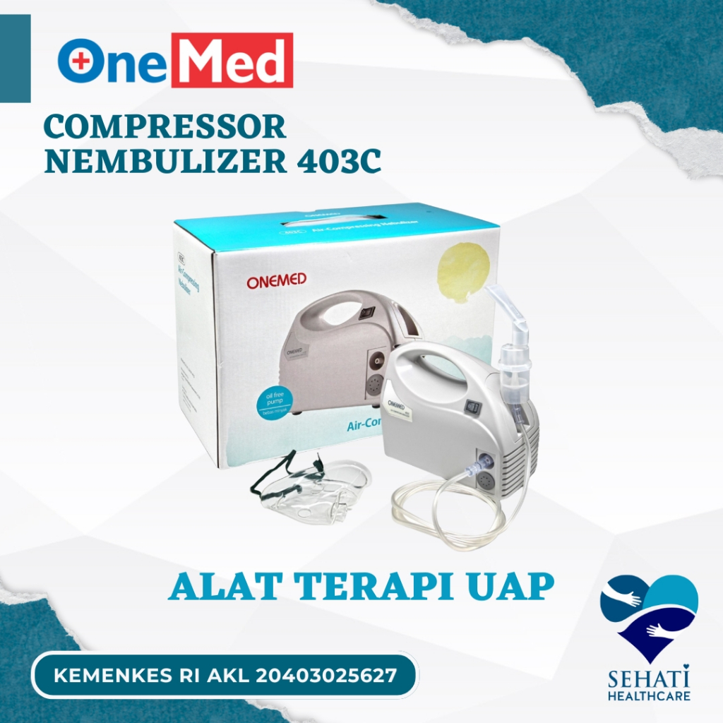 Onemed Air Compressor Nebulizer ION 403C Alat Uap Pernafasan Asma 403C Medis Kesehatan