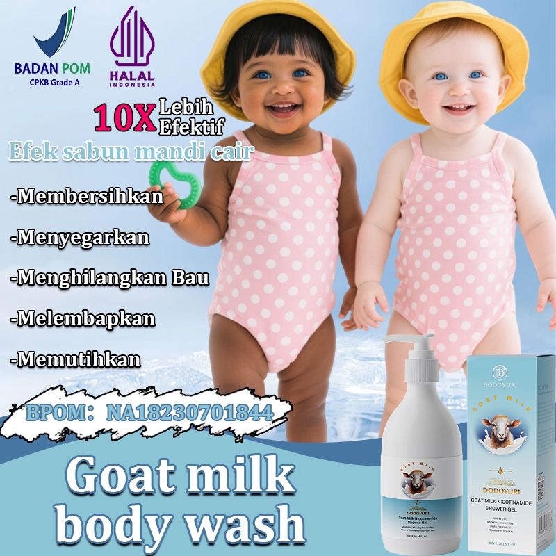 【BPOM】Sabun pemutih badan permanen sabun susu kambing sabun mandi cair 300ML Goat milk body wash sab
