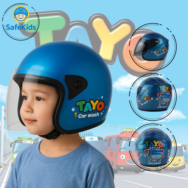 Helm Motor Anak Kids SNI Cowok 3 4 5 6 Tahun Motif Tayo Bus / Helm Tayo Anak 3 Tahun