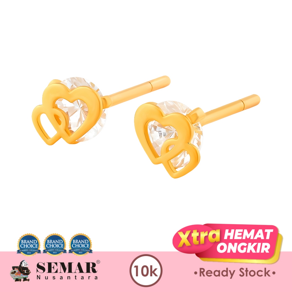 Anting Emas Tindik Lovely Stone Gold 10K Semar Nusantara