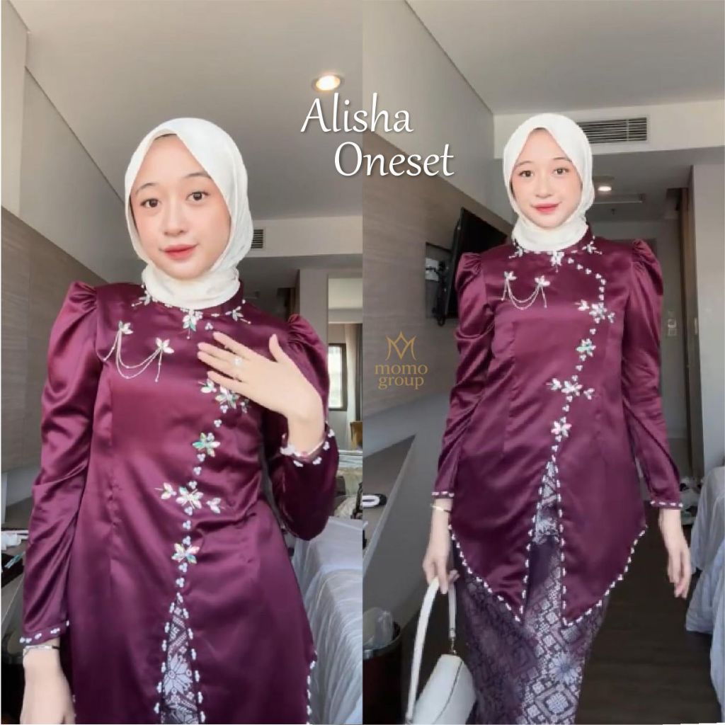 Alisha One Set Baju Kurung Kebaya Rok Songket Melayu Dress Kondangan Wisuda Wanita Modern Premium