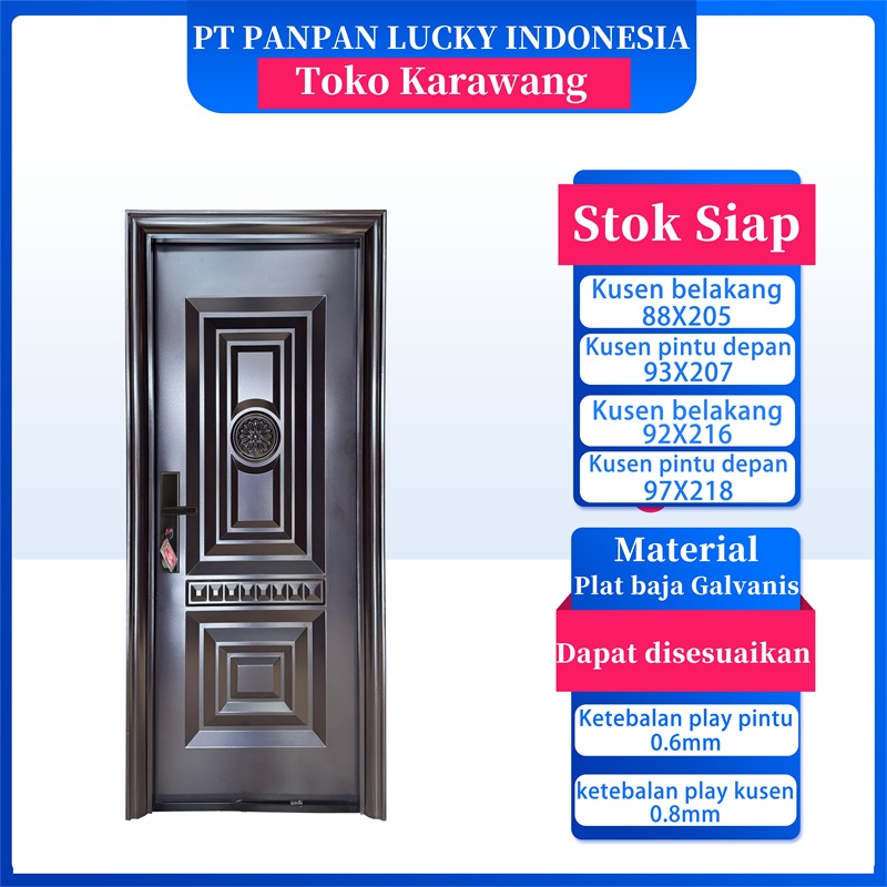 PANPAN - (LUXURY SINGLE PAN) Pintu Baja Single satu set Lengkap Berkualitas / Pintu Utama / Kamar / 