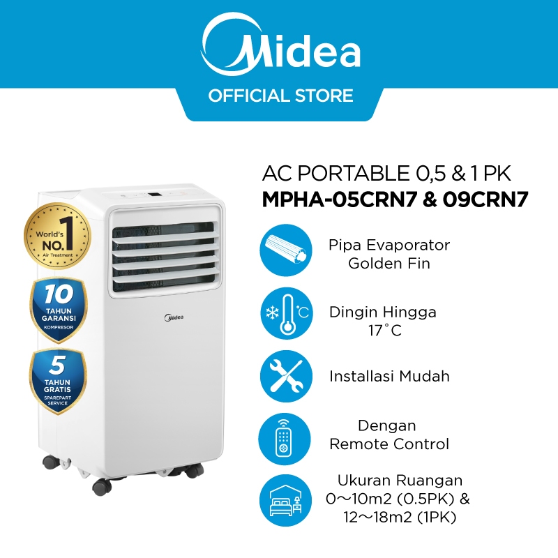 [TERLARIS & TERMURAH] Midea AC Portable MPHA-05/09CRN7 Multiple Function AC - 0.5PK / 1 PK- Dehumidi