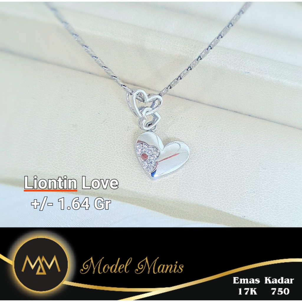 Model Manis Gold - Liontin Love 3 Susun Putih - Emas 17k  750
