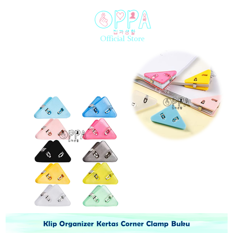 

OPPA - Klip Organizer Kertas Corner Clamp Buku Catatan Segitiga Klip Kertas