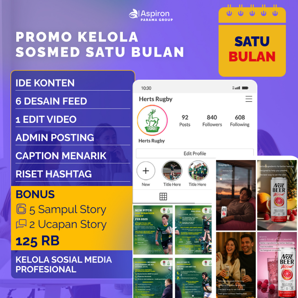 Jasa Kelola Instagram 1 Bulan – Desain Feed, Editing Video, Caption, Admin Posting