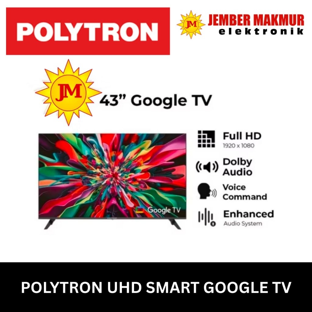 POLYTRON Google TV 43RG9059 43inc Android TV Smart TV Polytron 43inc