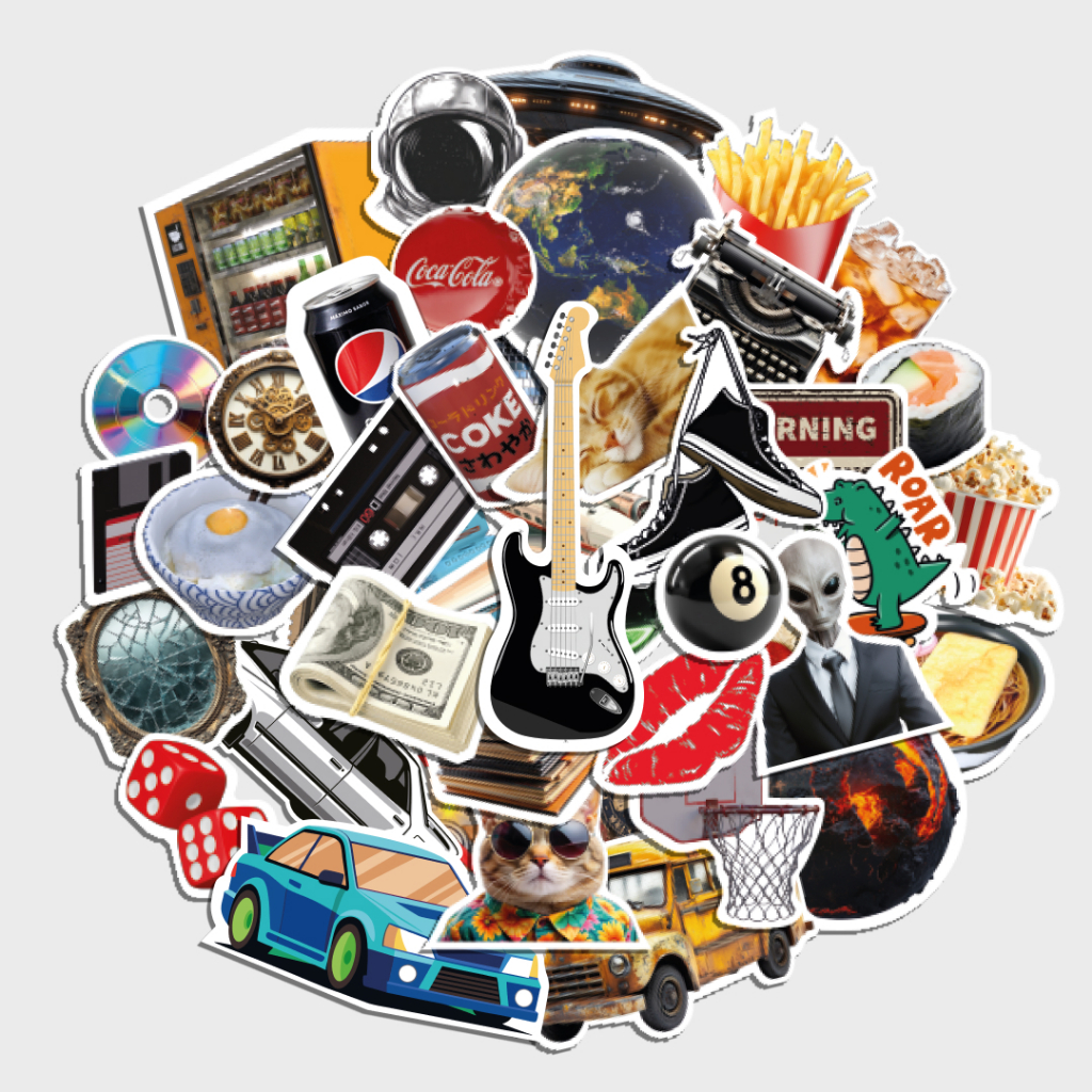 

50 pcs Stiker Aesthetic y2k Vintage - Water Resistant Sticker Pack untuk Dekorasi DIY, Laptop, Jurnal, Case HP dan Tab